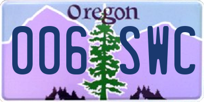 OR license plate 006SWC