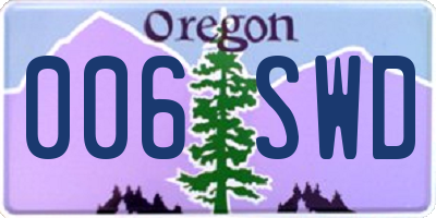 OR license plate 006SWD