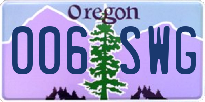 OR license plate 006SWG