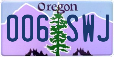 OR license plate 006SWJ