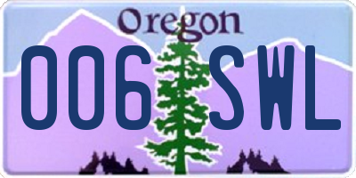 OR license plate 006SWL