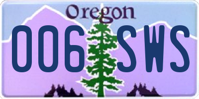OR license plate 006SWS