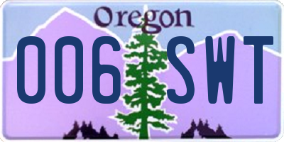 OR license plate 006SWT