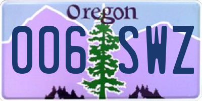 OR license plate 006SWZ