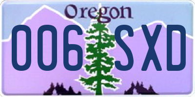 OR license plate 006SXD