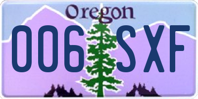 OR license plate 006SXF
