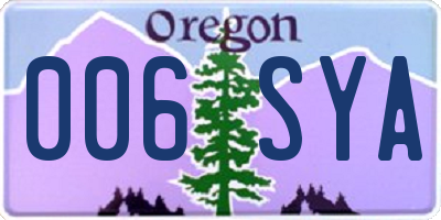 OR license plate 006SYA