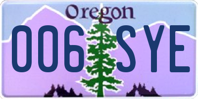 OR license plate 006SYE
