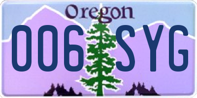 OR license plate 006SYG