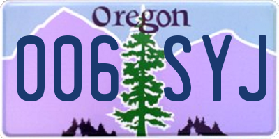 OR license plate 006SYJ