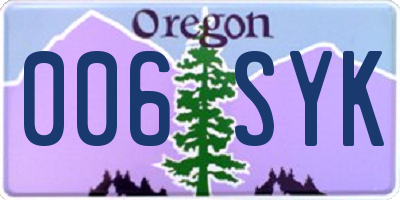 OR license plate 006SYK