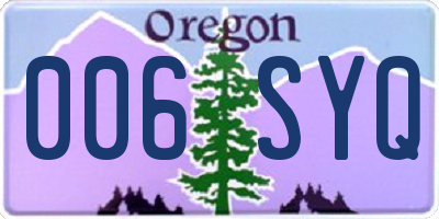 OR license plate 006SYQ