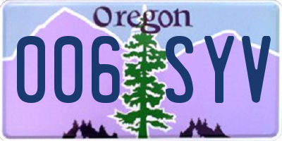 OR license plate 006SYV