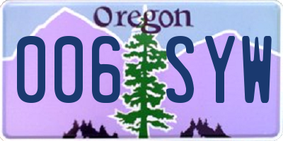 OR license plate 006SYW