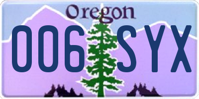 OR license plate 006SYX