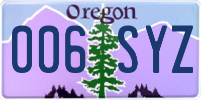OR license plate 006SYZ