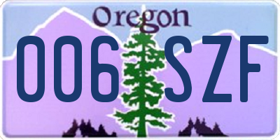 OR license plate 006SZF