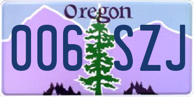 OR license plate 006SZJ