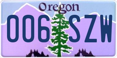 OR license plate 006SZW