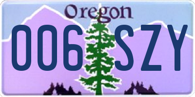 OR license plate 006SZY