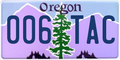 OR license plate 006TAC