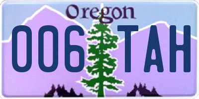 OR license plate 006TAH