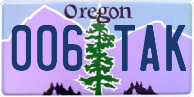 OR license plate 006TAK