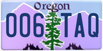 OR license plate 006TAQ