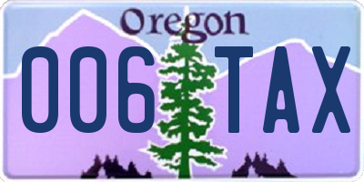 OR license plate 006TAX