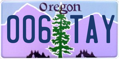 OR license plate 006TAY