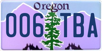 OR license plate 006TBA