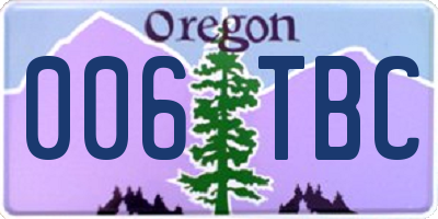 OR license plate 006TBC