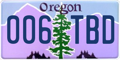 OR license plate 006TBD