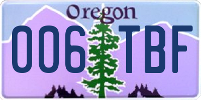 OR license plate 006TBF