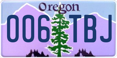 OR license plate 006TBJ