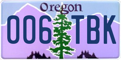 OR license plate 006TBK