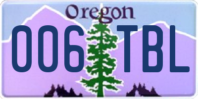OR license plate 006TBL
