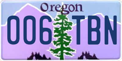 OR license plate 006TBN