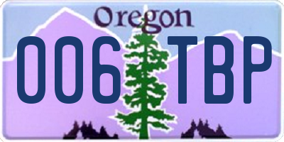 OR license plate 006TBP