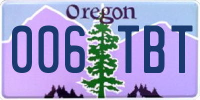 OR license plate 006TBT