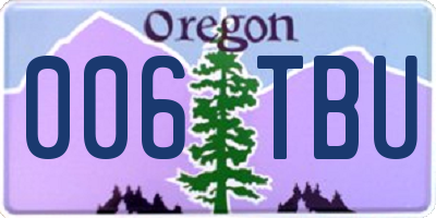 OR license plate 006TBU