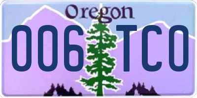 OR license plate 006TCO