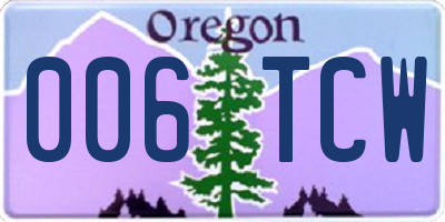 OR license plate 006TCW