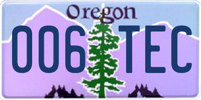 OR license plate 006TEC