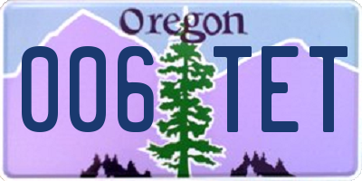 OR license plate 006TET