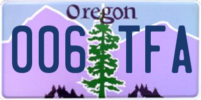 OR license plate 006TFA