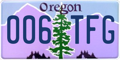 OR license plate 006TFG