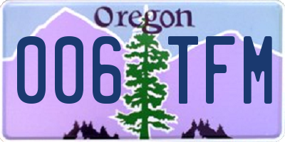 OR license plate 006TFM