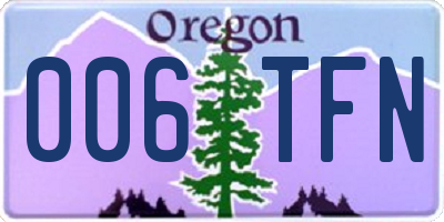 OR license plate 006TFN