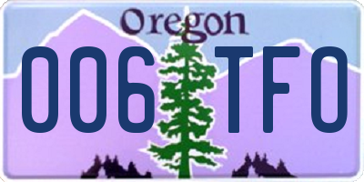 OR license plate 006TFO